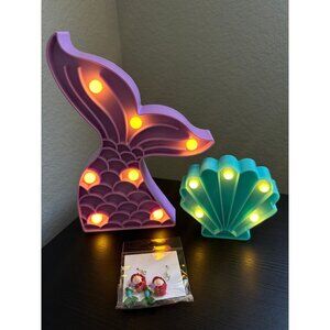 Mermaid Party Decorations Cute Purple Mermaid Tail Night Light Blue Seashell